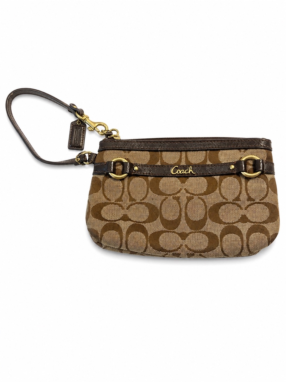 Coach Signature Monogram Canvas Wristlet